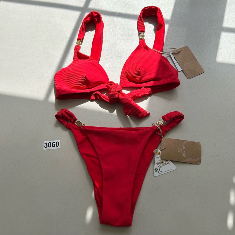 Berlook XS Red Gold-Accented Bikini Set